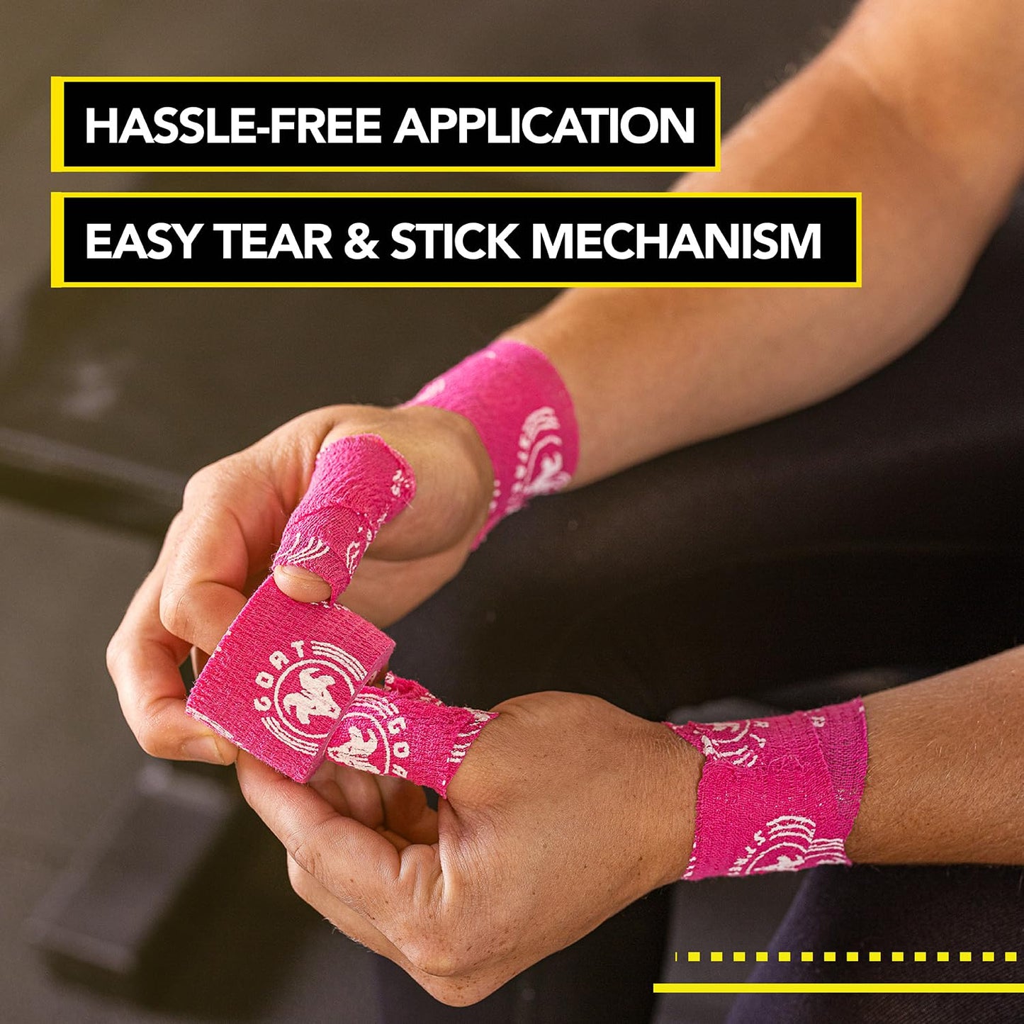 Goat Tape Super Stretchy Thumb Tape - Weightlifting Hook Grip Tape & WOD Tape for Cross Training, Gym Workout Tape, Athletic Finger Wrap - Flexes with Every Move - 15 Feet per Roll (Pink 2-Pack)
