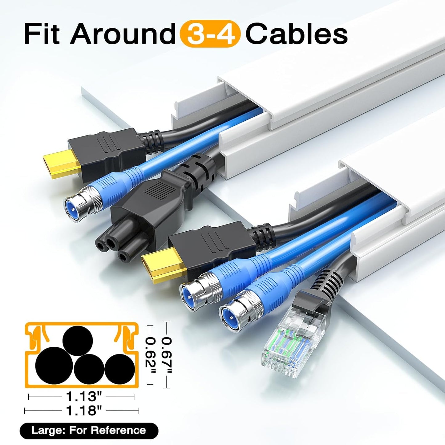 Delamu 157in 10 L15.7 W1.18 H0.6in, Cord Hider Wall, TV Cable Hider Cord Covers for Wires on Wall, Large Cable