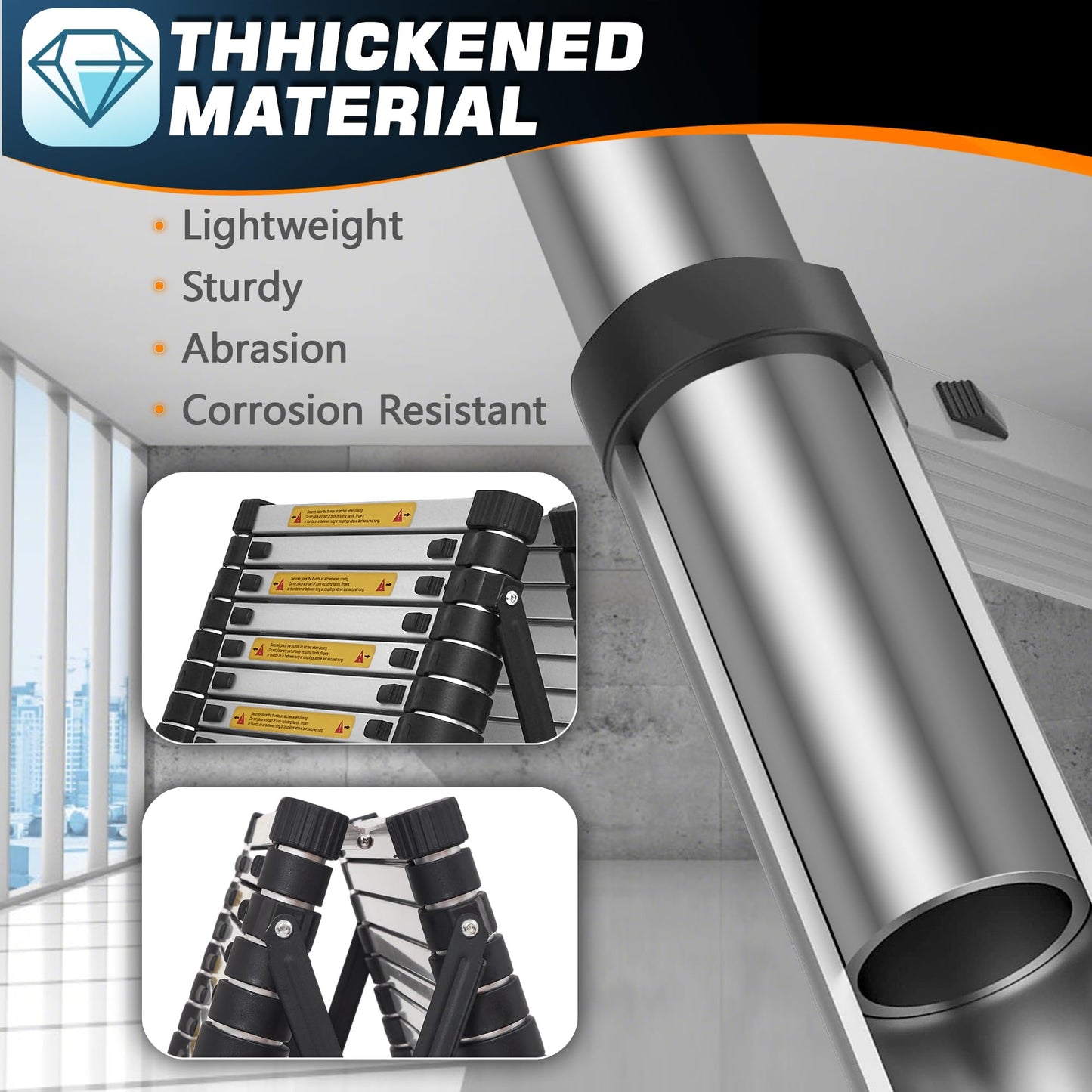 8.53 FT A-Frame Aluminium Telescoping Ladder,9+9 Step Ladder,330LB Load Capacity,Portable Telescopic Folding Extension Ladder Heavy Duty Collapsible (2.6m+2.6m/8.53FT+8.53FT A Frame)