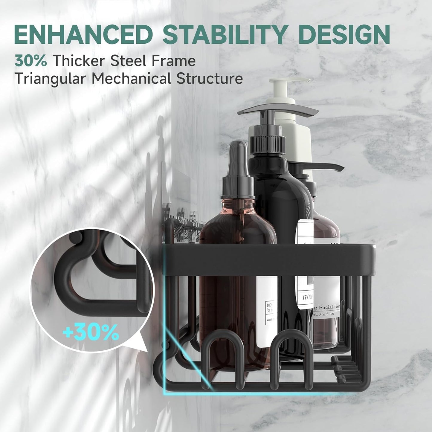 Veken Shower Head - High-Pressure Water Flow | Durable Shower Caddy Included