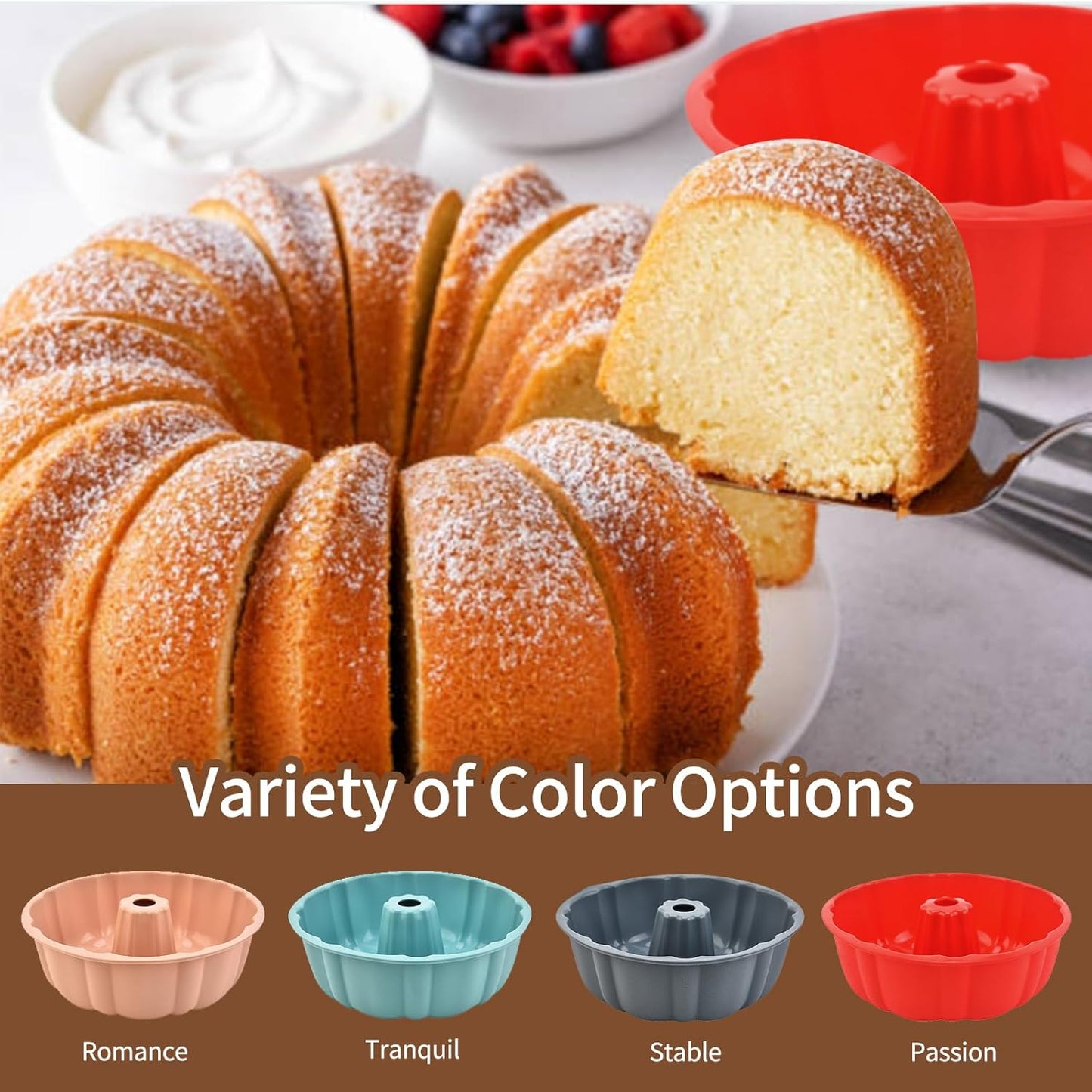 PADELE Silicone Cake Pan Set - Nonstick 10 Inch Molds for Cakes, Brownies & Jello | Pink & Blue