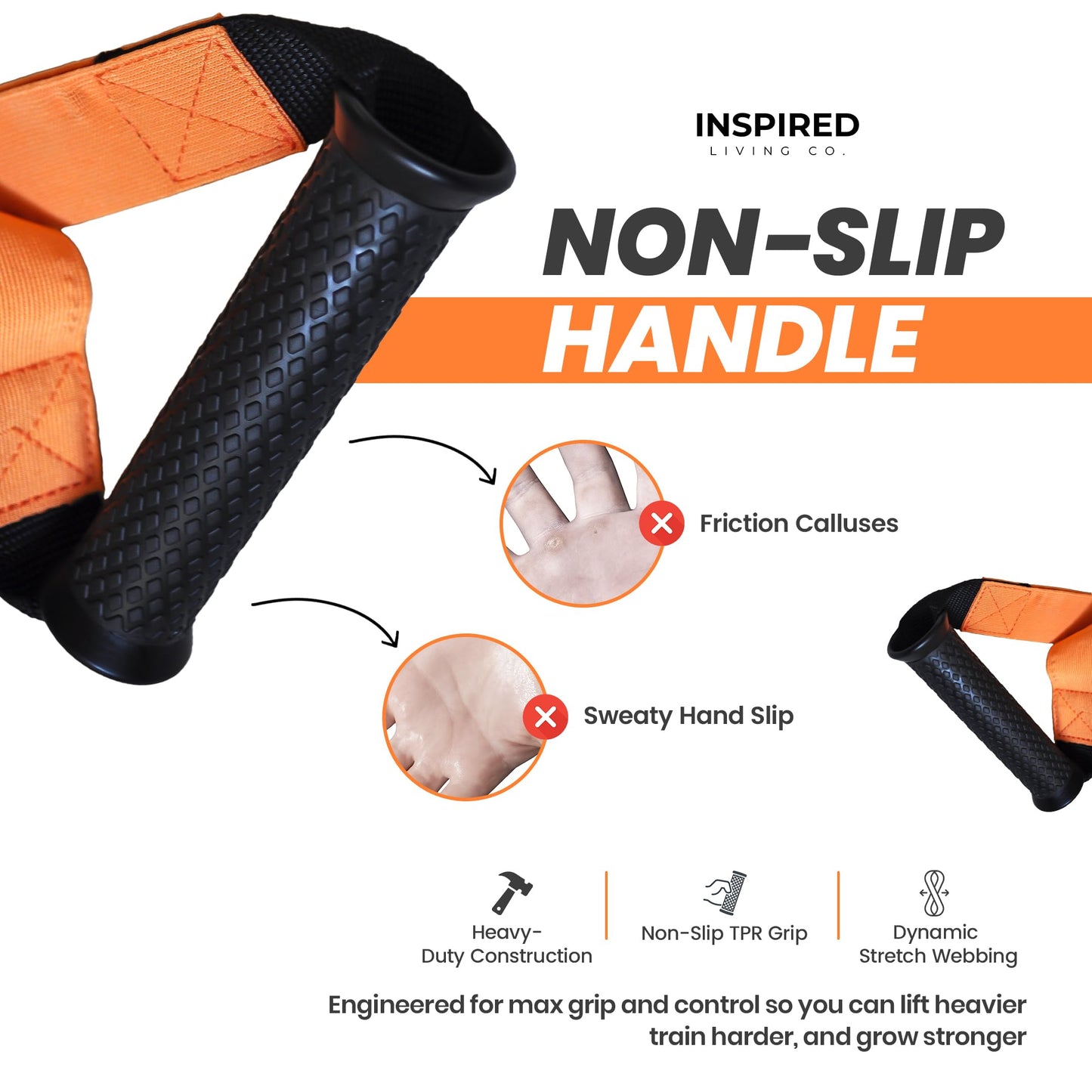 Inspired Living Co. D Handle Cable Attachment (2-Pack) – Heavy-Duty Gym Cable Handles for Cable Machines, Home Gym & Resistance Bands – Non-Slip D Handles for Pulldowns, Rows & Strength Training