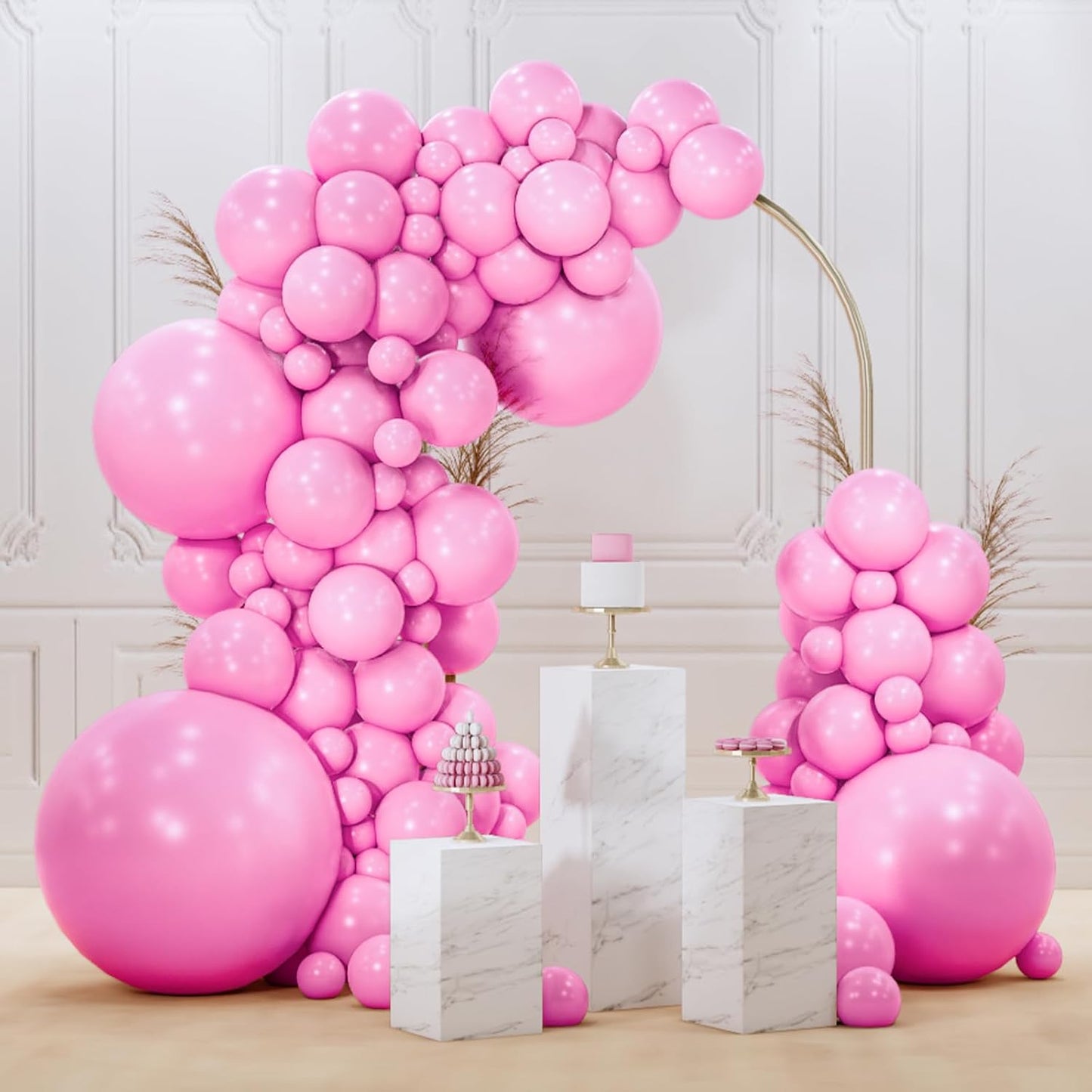 PartyWoo Pink Balloons - 100pcs Matte Pink Balloon Arch Kit for Baby Shower & Birthday Decor | Various Sizes