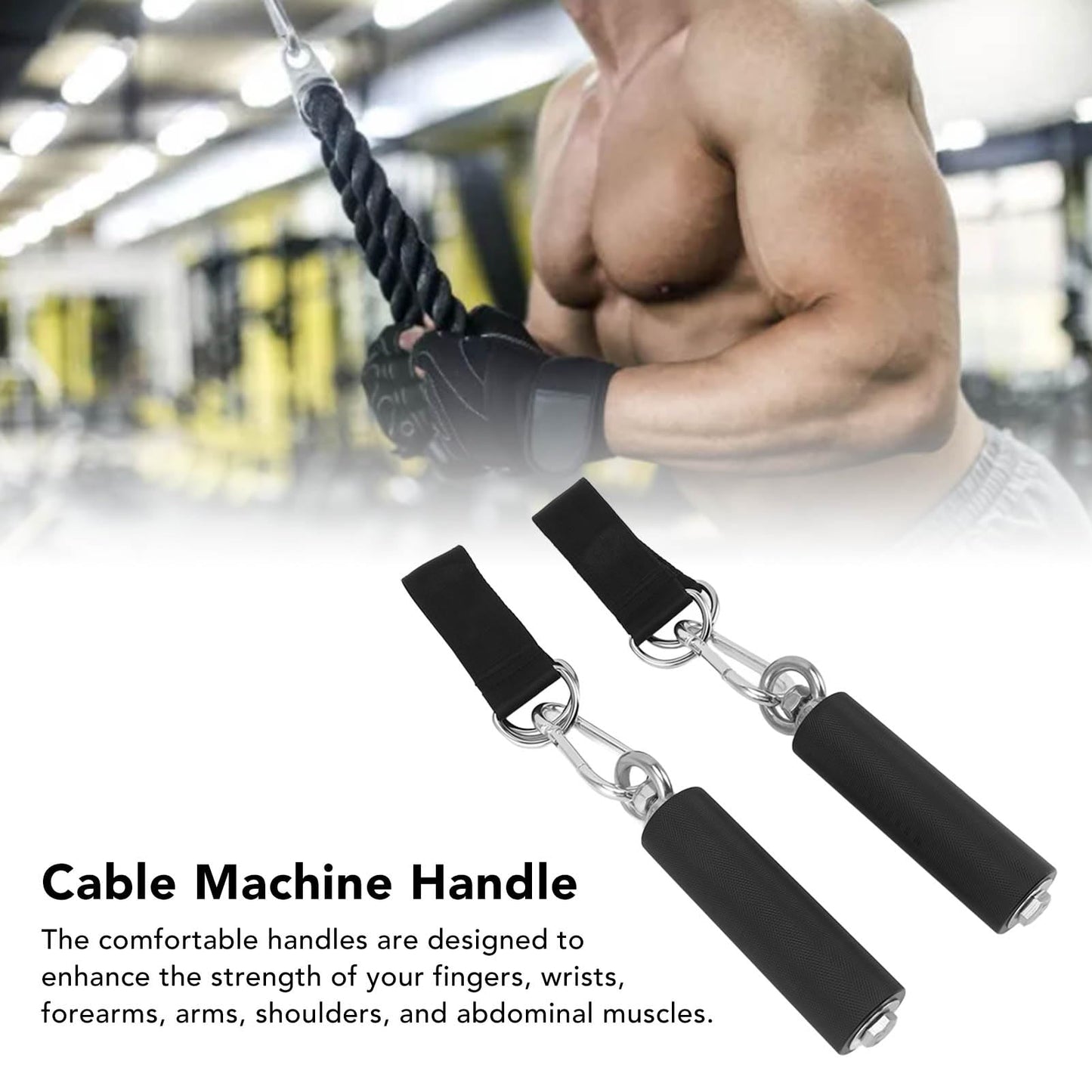 Yuecoom TPR Anti-Slip Pull Up Handles (1 Pair) - Heavy Duty Rubber Coated Gym Cable Handles for Lat Pulldown, Home Gym Equipment, Strength Training Accessories - Universal Attachment for Ropes/Straps