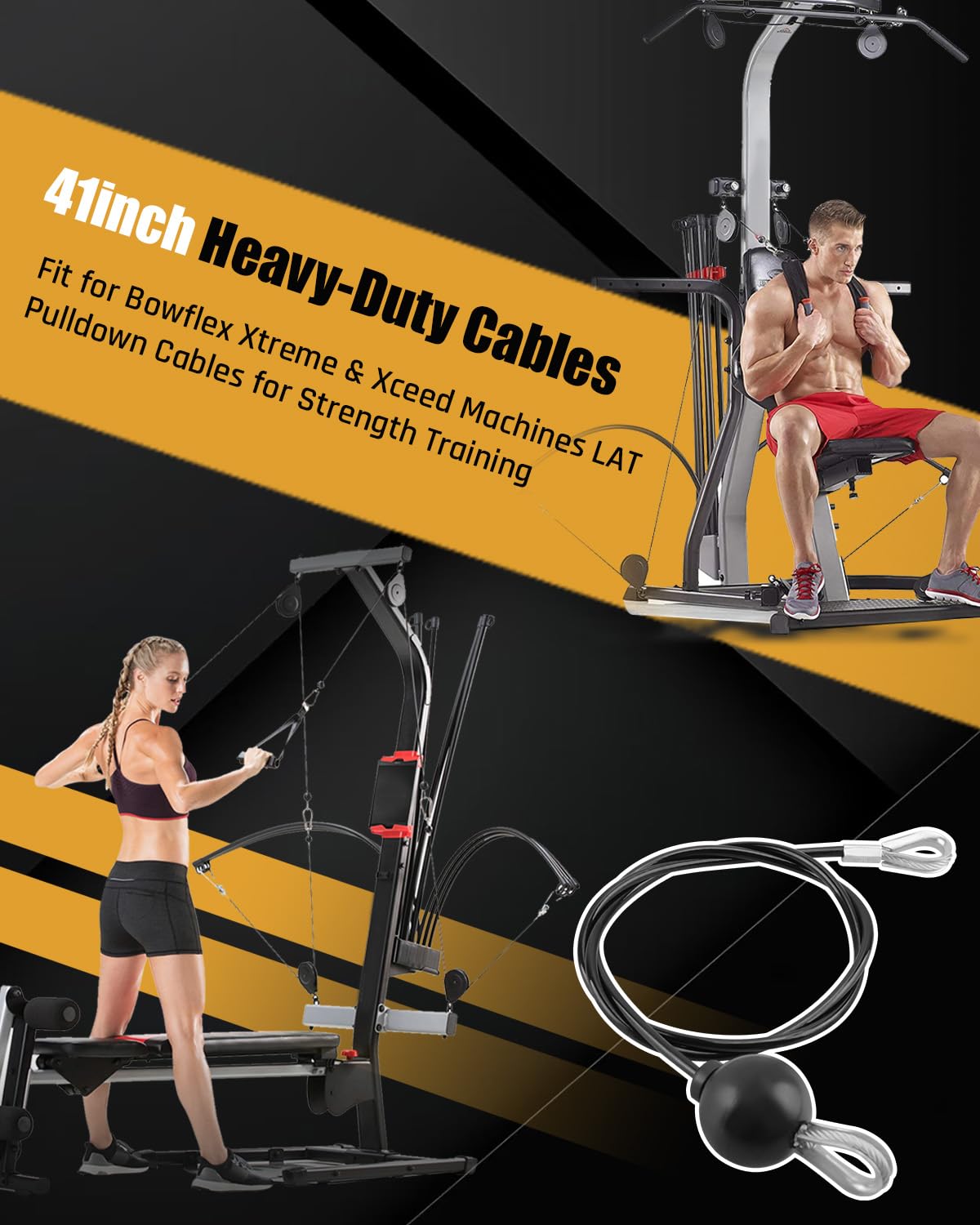 FurnyQuaint LAT Pulldown 41” Cables Fit for Bowflex Xtreme and for Xceed Heavy-Duty Replacement, for Strength Training