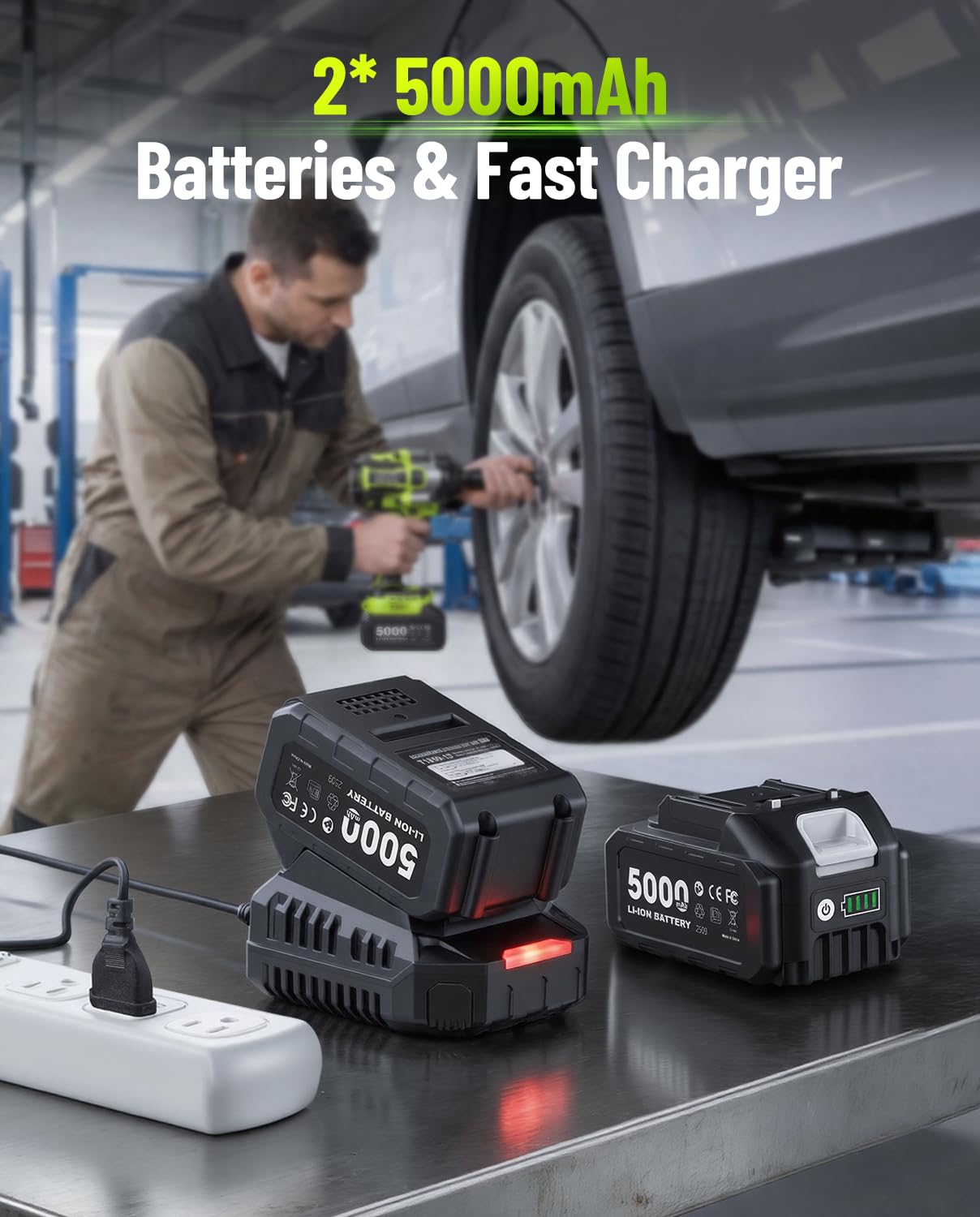 Robustrue Cordless Impact Wrench,1475Ft-lbs (2000N.m) 1/2 High Torque Brushless Impact Gun, 18V Power Impact Driver, 2 * 5000mAh Battery,5 Sockets, Brushless Variable Speeds for Car/Truck RV/Mower