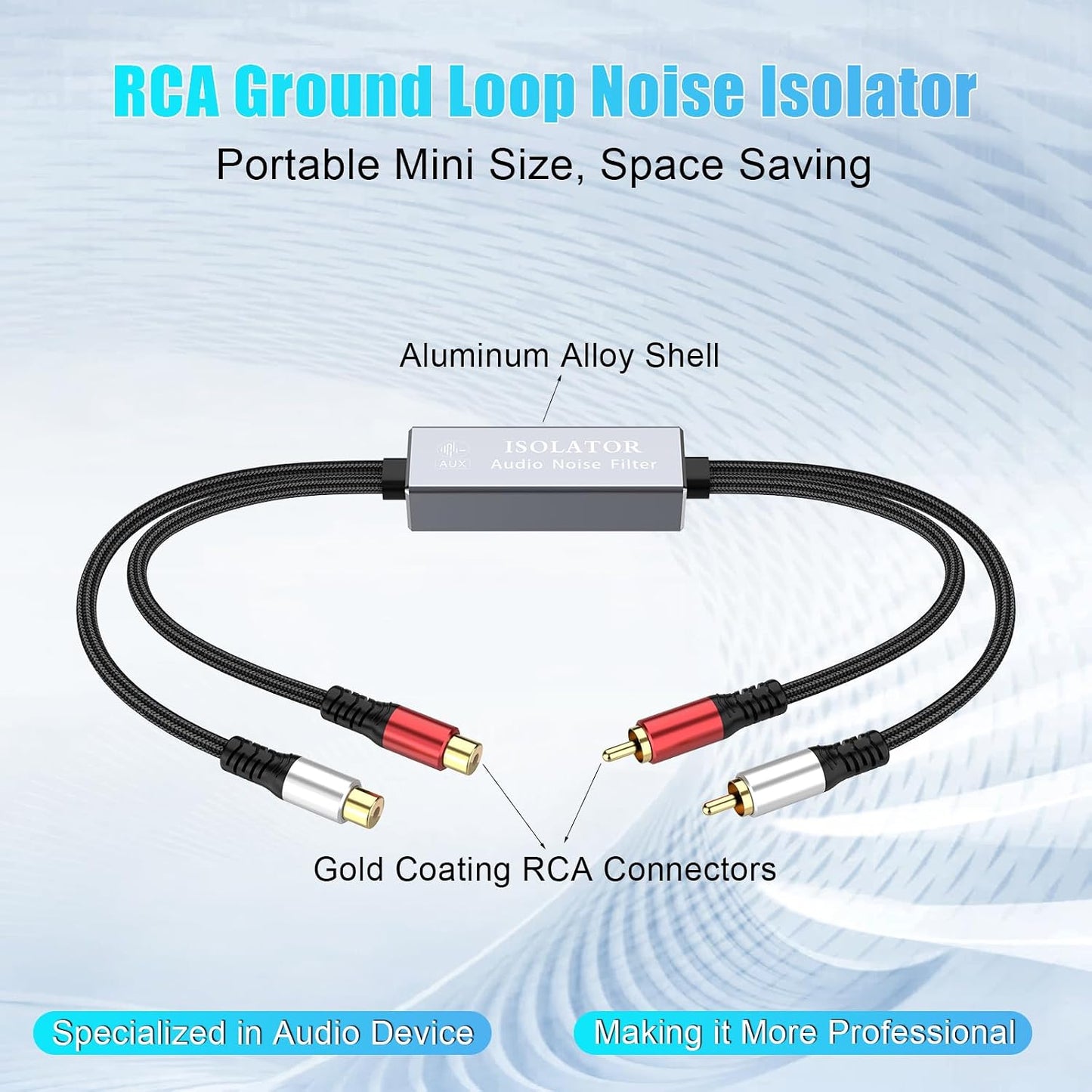TEKERA RCA Ground Loop Isolator - Audio Filter with Dual Channel, Amplifier Noise Filter for Car Audio/Home Stereo