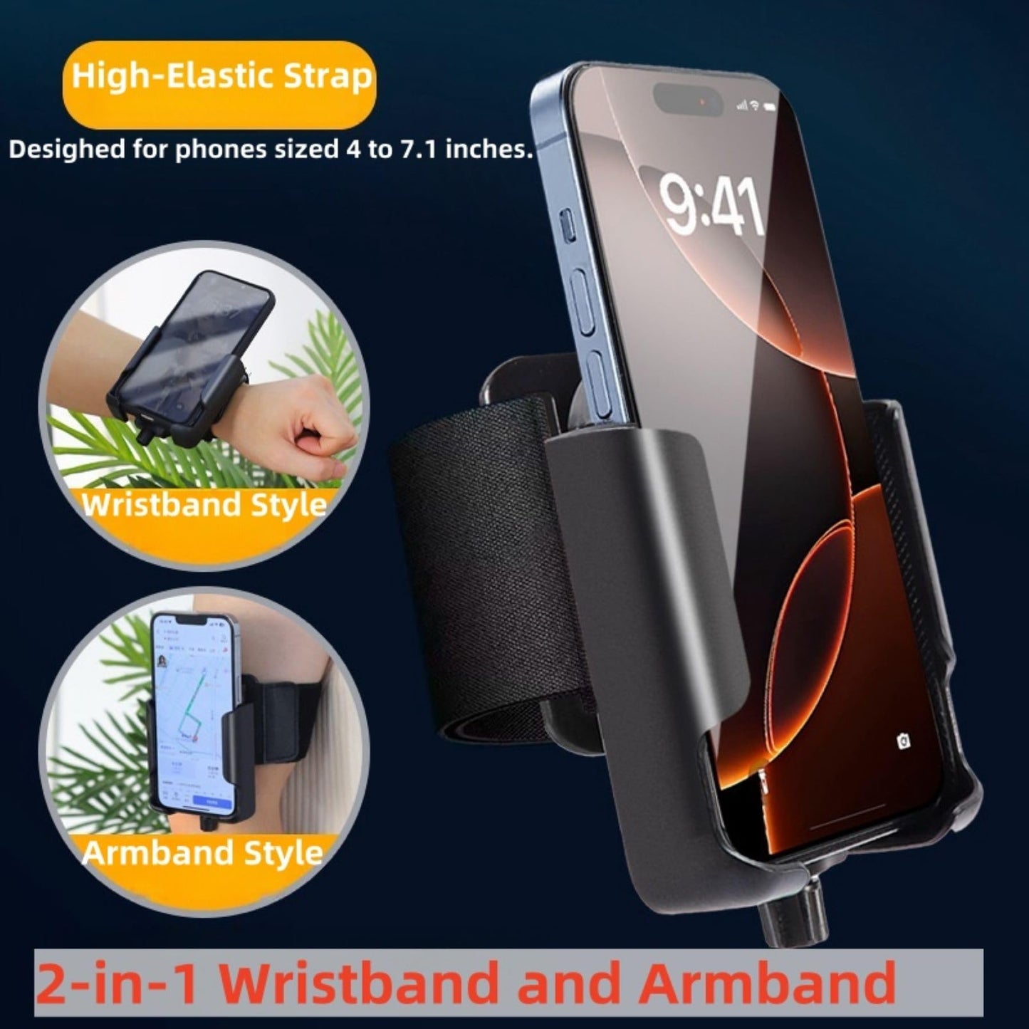 Xpzkaiyue Running Armband 2-in-1 Wrist & Arm Phone Holder for Running/Cycling – 360° Swivel, Fits iPhone/Samsung 4.0-7.0 Inch Smartphones