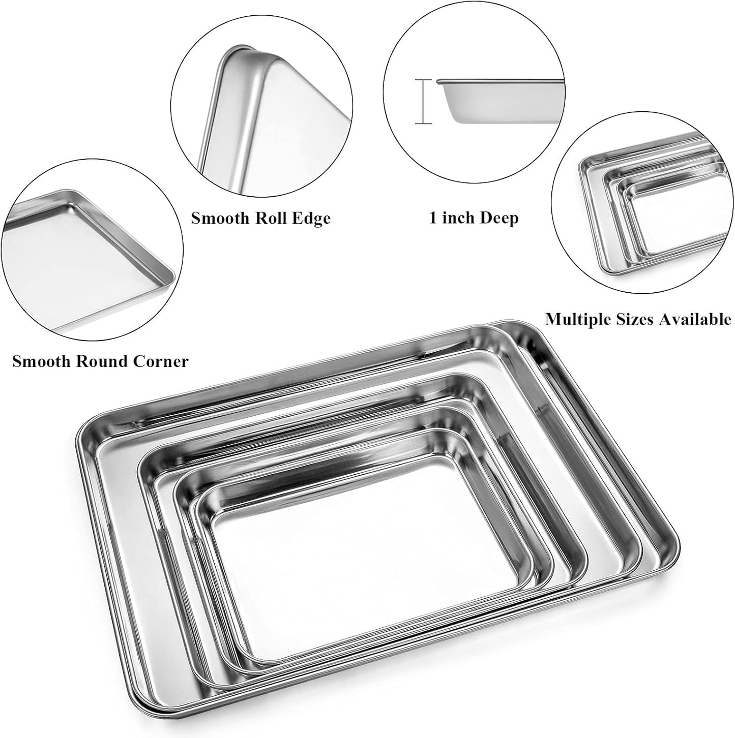 Yododo Baking Sheet Set - Stainless Steel Cookie Tray with Non-Toxic Silicone Mat | 12-Inch Size, Easy Clean