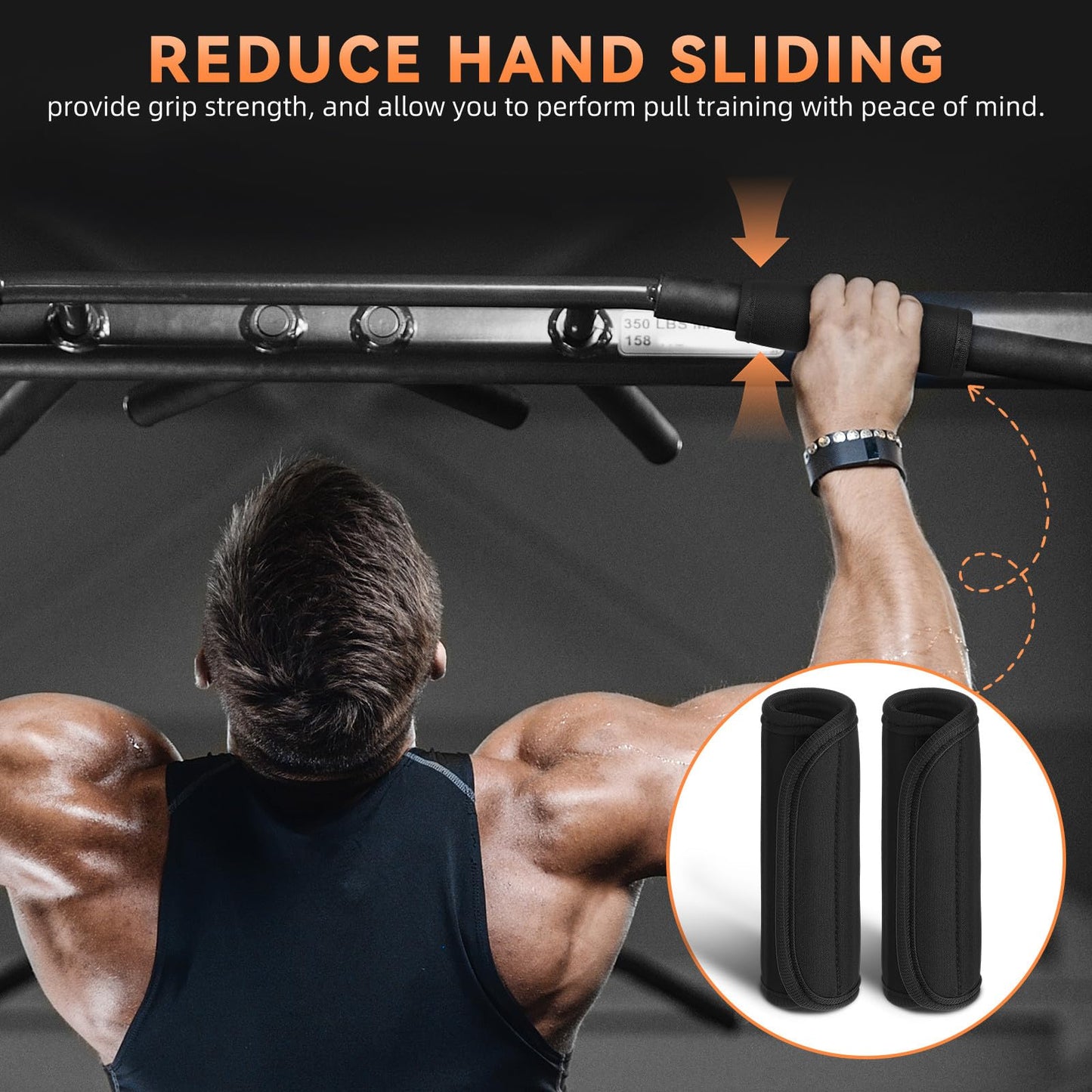 Hemoton 2 Pack Barbell Pad Dumbbell Grips, Anti-Slip Hand Weight Lifting Bar Cushion Cover, Thick Neoprene Handle Wraps for Gym Workout Strength Training, Bar Grip Protector, Black