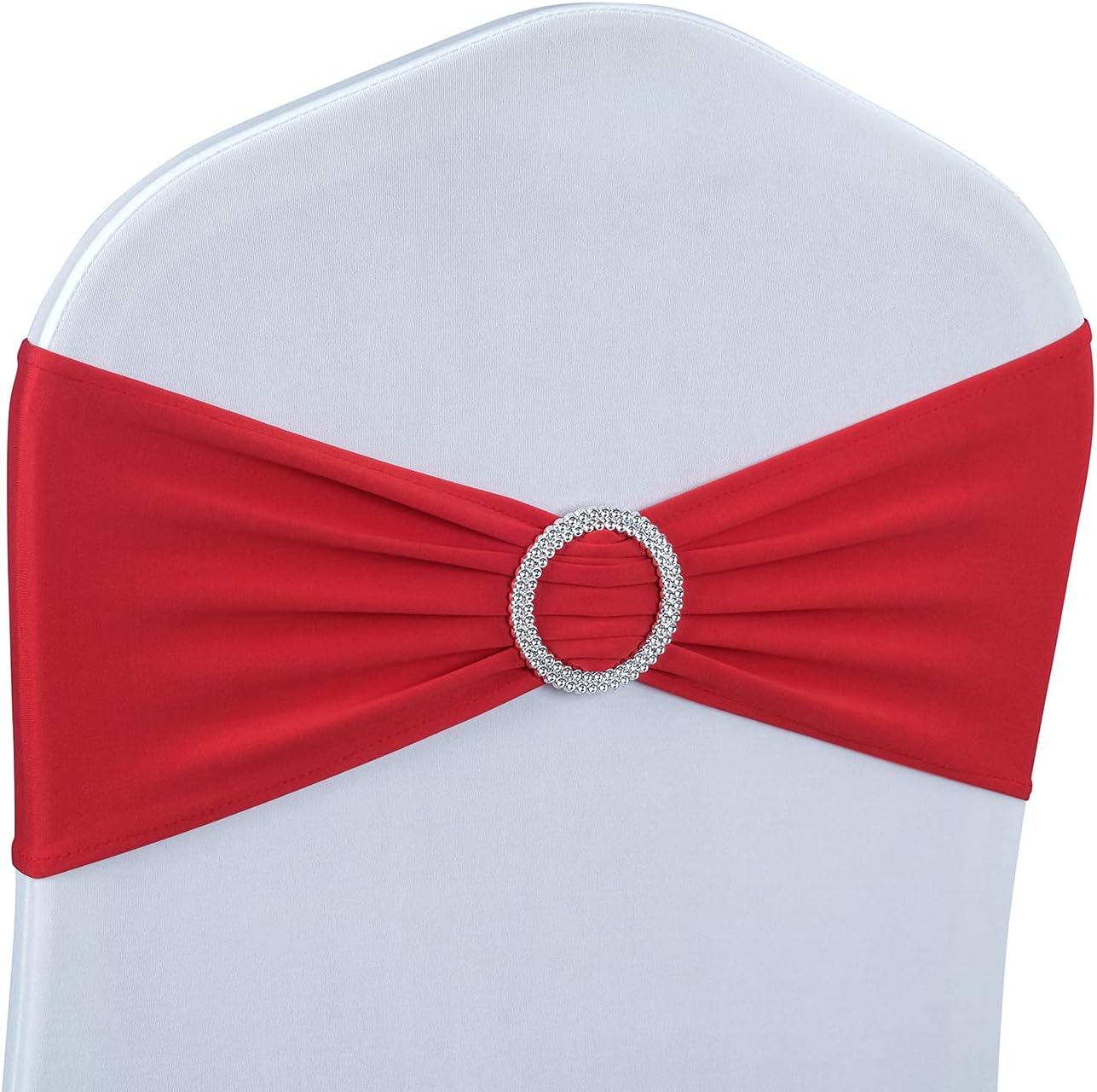 Babenest Spandex Chair Sashes - 100PCS Premium Stretch Covers with Buckle Slider | Red Elastic Ties for Weddings & Events