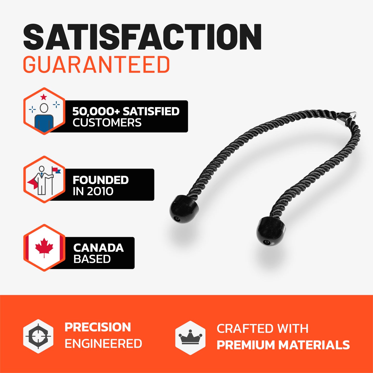 Bells of Steel Extra Long Tricep Rope Cable Attachment | Tricep Rope Attachment for Bicep and Tricep Training | Carabiner Compatible Triceps Rope, 54in Thick Rope Length