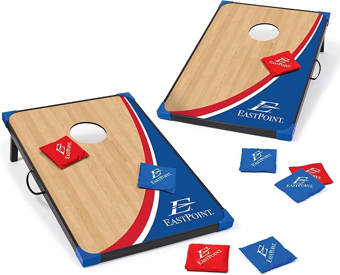 EastPoint Sports Cornhole Game Set Bean Bag Toss MDF - 2' W x 3' L - Built-In Storage, Convenient Carry Handles and 8 Premium Bean Bags