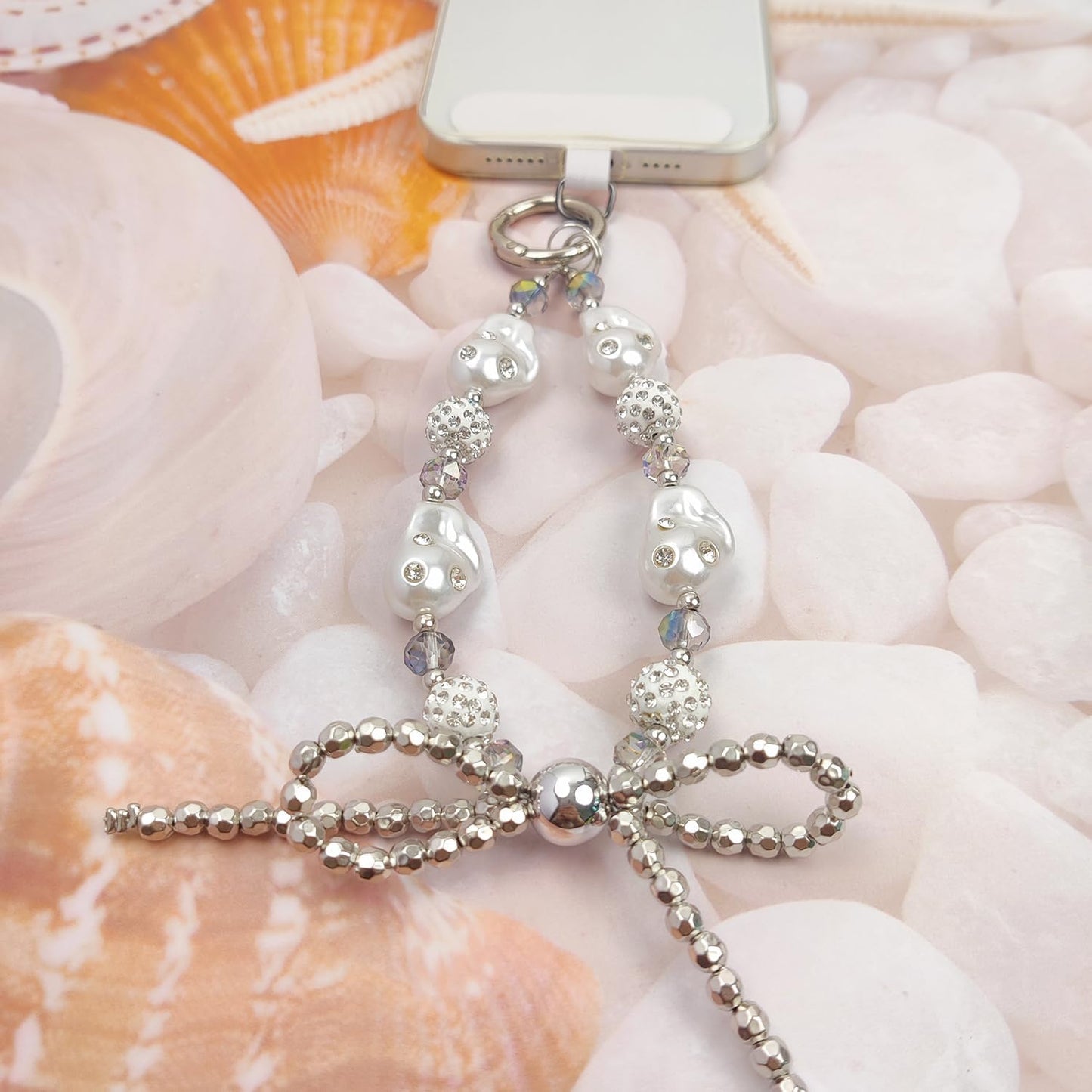 cioatu Cute Phone Wrist Strap Chic Beaded Cellphone Lanyard with Tether Tab Phone Charm Grip Strap for PhoneBag Purses