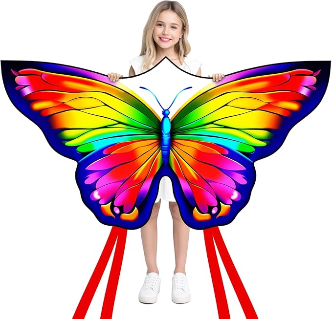 Butterfly Kites for Kids & Adults, Easy to Fly Design with Long Tail for Stability, for Kids Ages 4-8 & Beginners, Beach & Park Use | Family Outdoor Fun