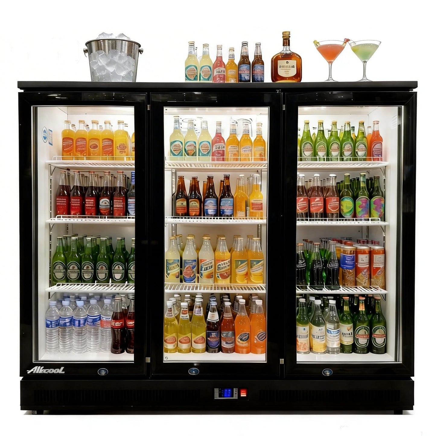 Back Bar Cooler Under Counter Beverage Refrigerator, 12.8 Cu Ft Undercounter Fridge,3 Door 5 inch Commercial Beer Built-In Cooler with LED Light Adjustable Shelves Safety Locks,ETL Approval