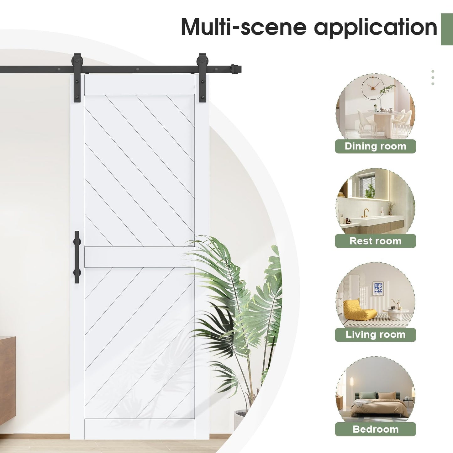 32in x 84in Sliding Barn Door with 5.5FT Barn Door Hardware kit & Handle Included, Solid MDF Wood Slab Covered with Water-Proof & Scratch-Resistant PVC Surface,Simple DIY Assembly,Chevron Pattern