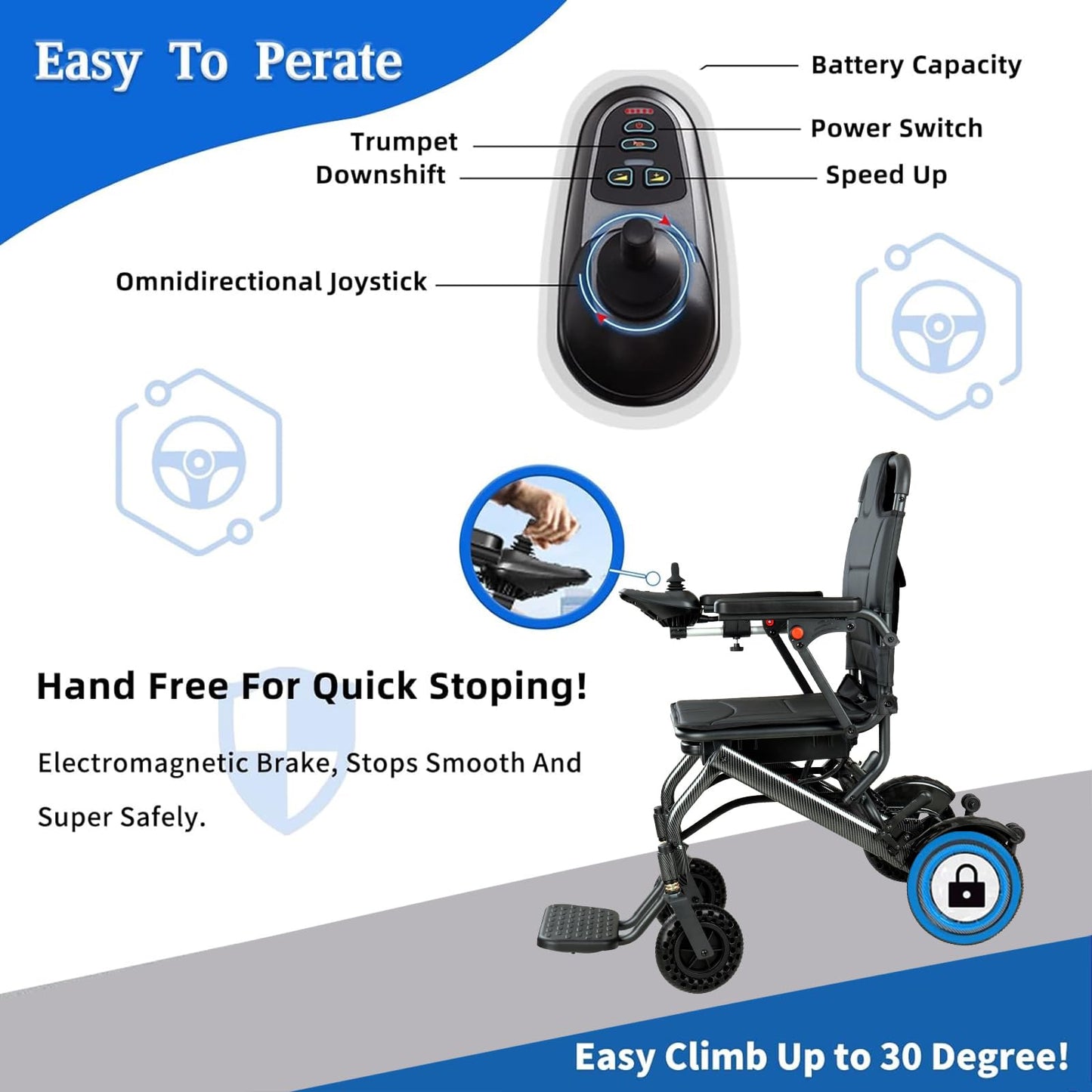 [2026 Model] Ultra Lightweight Folding Electric Wheelchair for Adults - Only 30 lbs, Airline Approved Travel Power Wheelchair, All-Terrain Motorized Wheelchair for Seniors