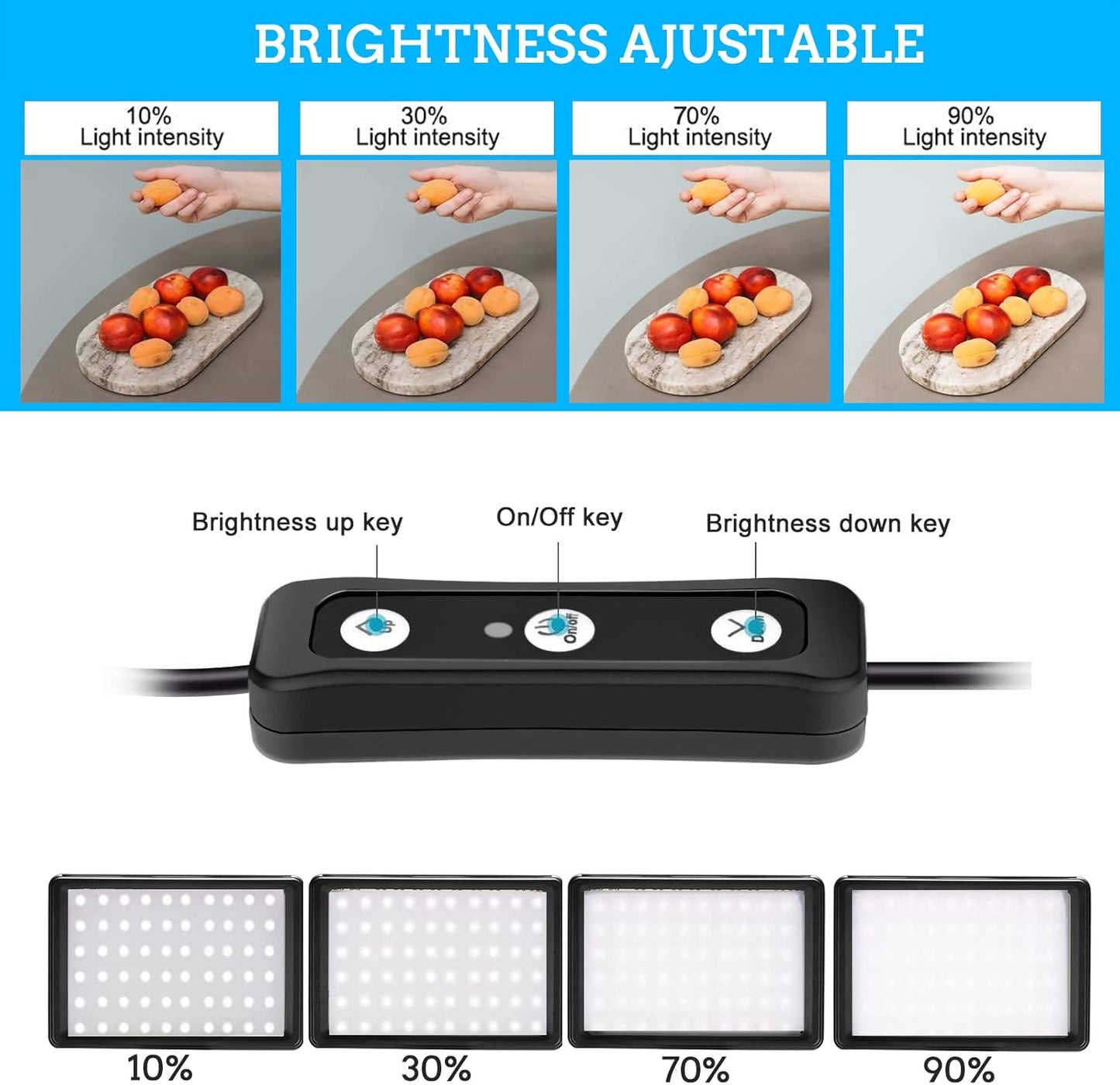 Ci-Fotto 2-Pack, Dimmable 5600K LED Photo Video Light USB LED Continuous Light Photography Light with Tripods and Color