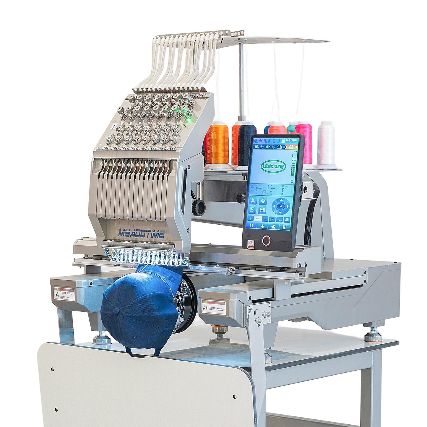 15 Needles Embroidery Machine 15.7x19.6" Large Embroidery Area, 1000SPM Max Speed, Full Aluminum Body, 10" Touch Screen, Small Business Commercial Embroidery Machine for 3D Caps, Flat, T-shirt