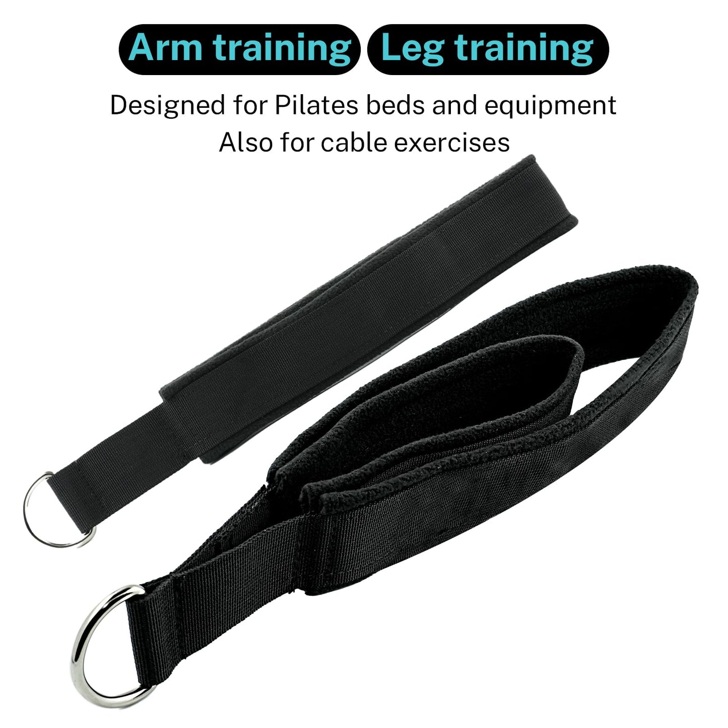 HYVAWO Pilates Straps Soft Padded 1 Pair Double Loop Straps D-Ring for Reformer Home Gym Workout Accessories Fitness Yoga Exercise
