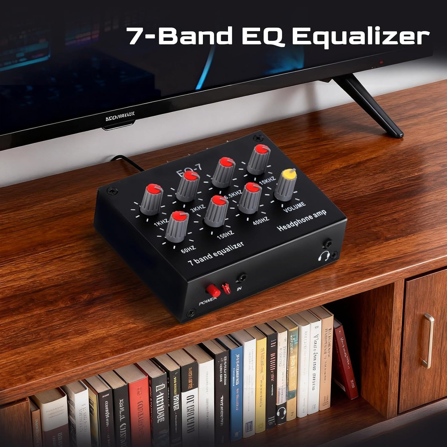 EQ-7 Headset 7 3.5mm 12dB Audio Signal Amplifier, Band Car Audio Equalizer, Dual Channel Sound Equalizer