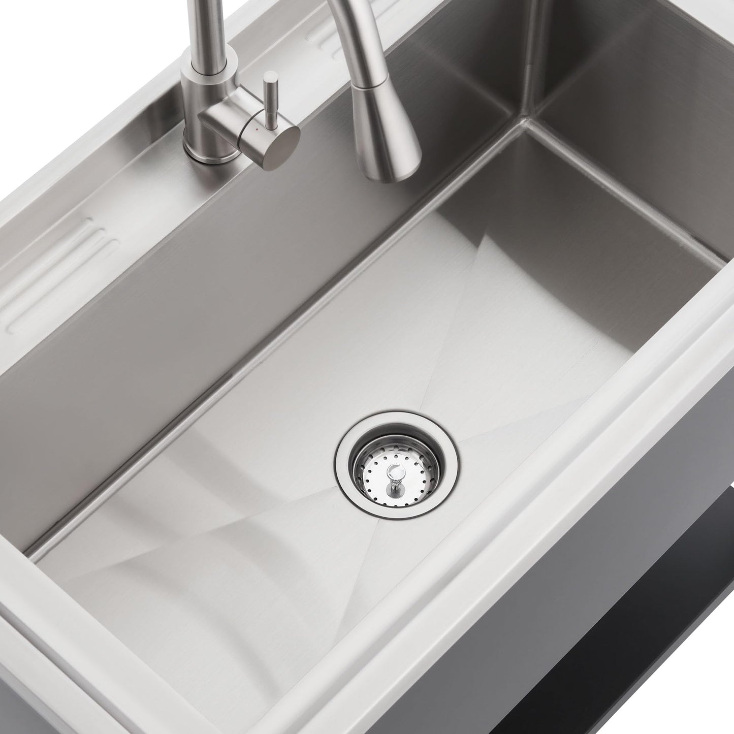 NEAT by TRINITY Stainless Steel Utility Sink, Oversized Freestanding Single Bowl Utility Sink with Pull-Out Faucet, for Garage, Laundry Room, Shop, NSF Certified, 36"W x 20"D x 50"H, Black