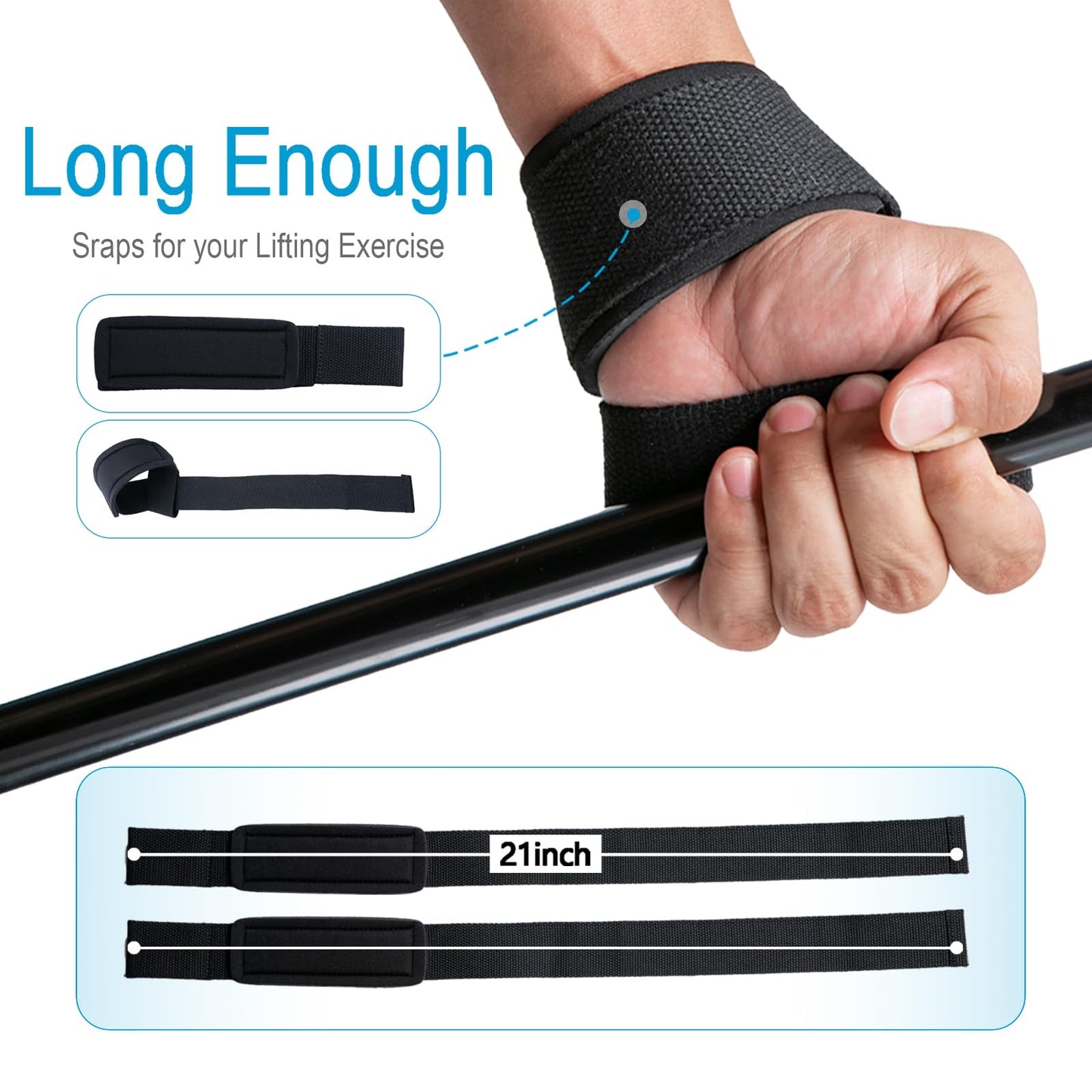GSFOVOP Lifting Wrist Straps for Weightlifting, Deadlifts, Strength Training, Gym Workout, Soft Cotton Wrist Wraps with Neoprene-Padded Support, Premium Strap for Men & Women
