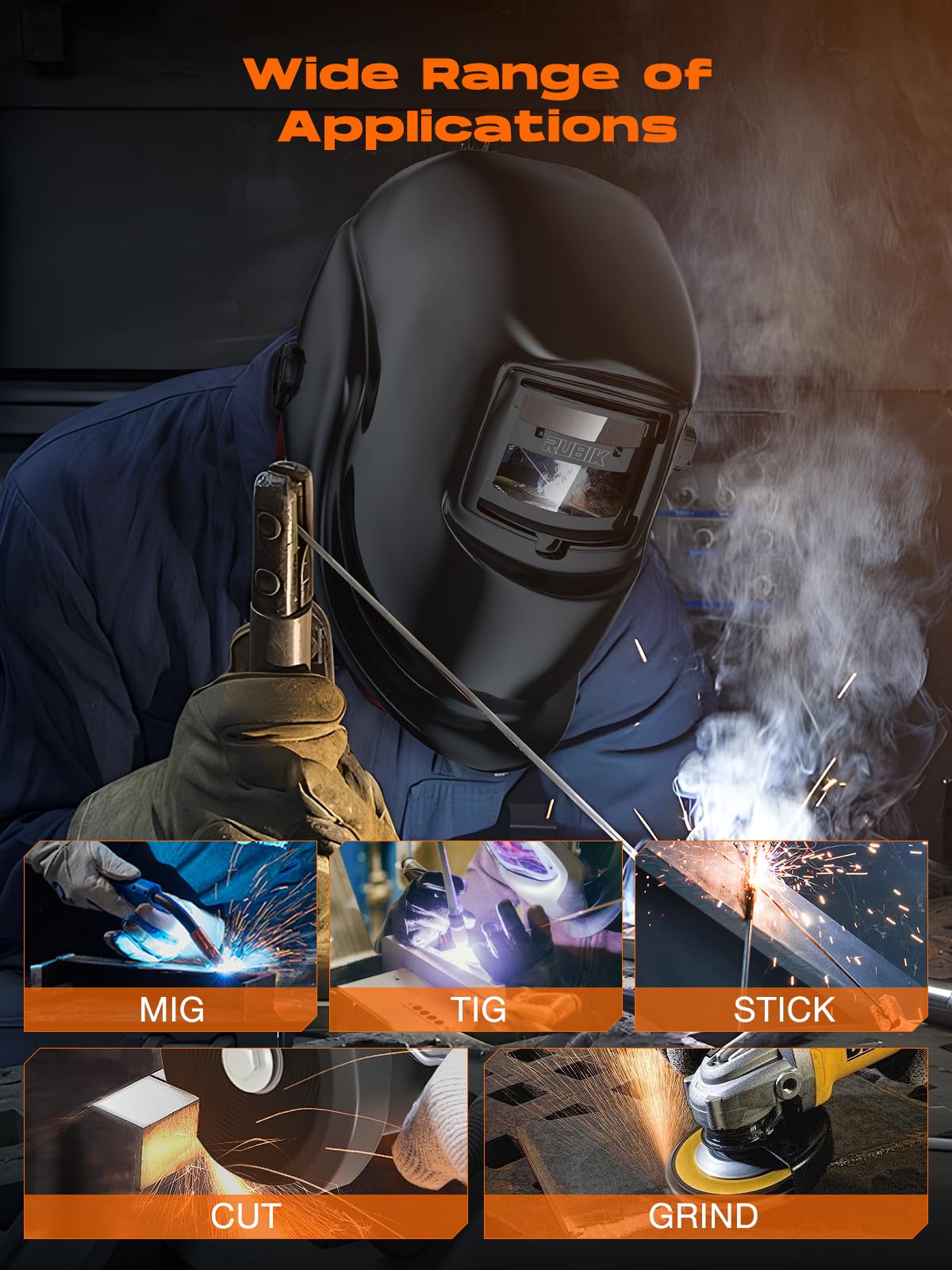 Rubik Mini 160A Stick Welder 110/220V, 3 in 1 Welder Machine MIG/MMA/Lift Tig, Portable ARC Welding Machine with IGBT Inverter, Digital LCD Dispaly Welder Welding Helmet