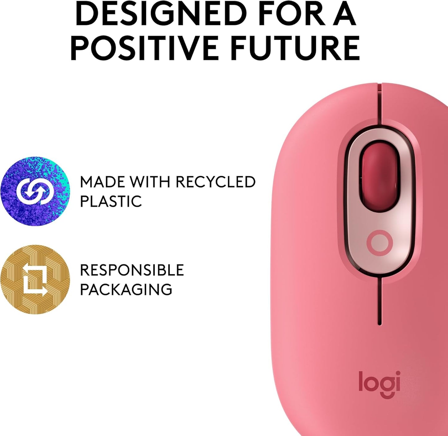 Logitech POP Mouse, Wireless Mouse with Customizable Emojis, SilentTouch Technology, Precision/Speed Scroll, Compact