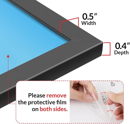 LaVie Home 12x20 Picture Frame - Classic Black Wall Display Frame with HD Plexiglas for Vertical/Horizontal Use