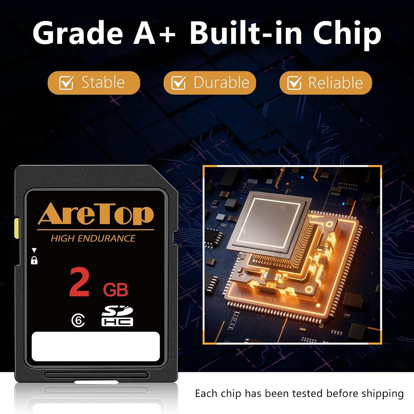 AreTop 2GB, 5 Pack 6 5 Pack 2GB SD Card Class SDHC Memory Card, Full HD Video Secure Digital Cards for Cameras, DSLR