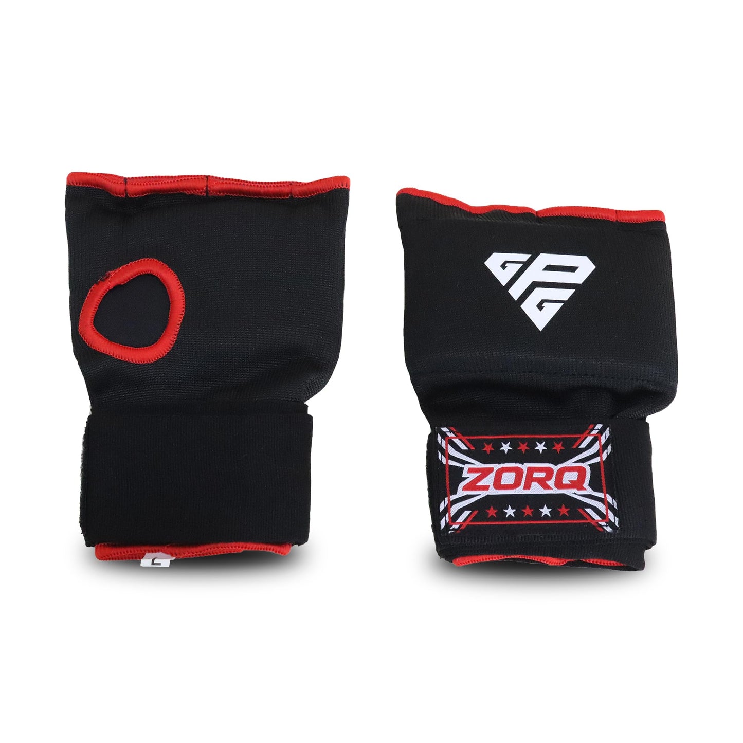 ZORQ Gel Boxing Hand Wraps Inner Gloves - Quick Padded Knuckle Protection Under Mitts for Men & Women - Semi-Elastic Wrist Support for MMA, Muay Thai, Kickboxing & Martial Arts (Red, Large)
