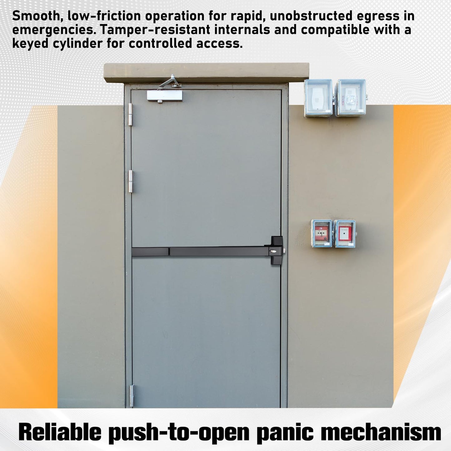Zonon Commercial Push Bar Panic Exit Device 31" Stainless Steel Emergency Exit Door Hardware with Exterior Lever and 3 Keys for 30"-36" Metal Wood Door, Black