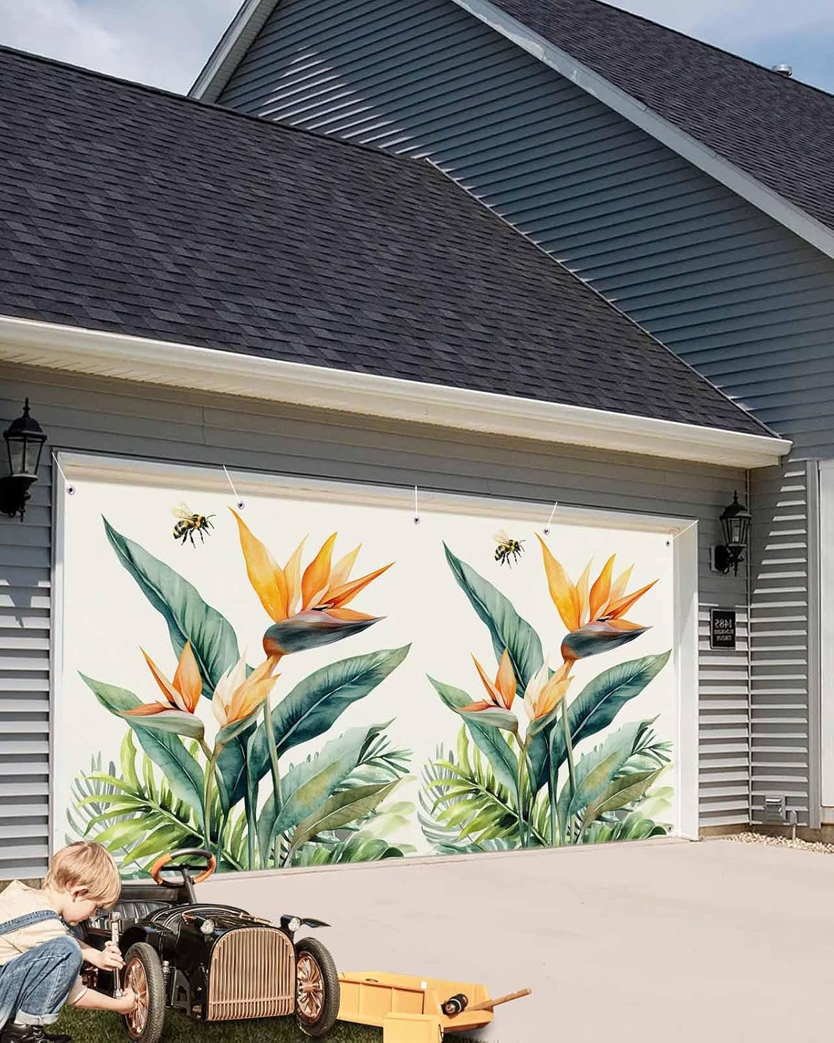 Womeyetok 6 13ft Summer Bird of Paradise Garage Door Banner Decorations x Tropical Plant Large Garage Door Covers