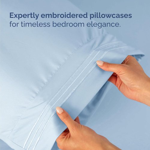 Comfy Twin Size 3-Piece Sheet Set by [Brand Name] - Breathable & Cooling Hotel Luxury Bedding - Ultra-Soft, Deep Pockets, Wrinkle-Free - Oeko-Tex Certified, Sky Blue
