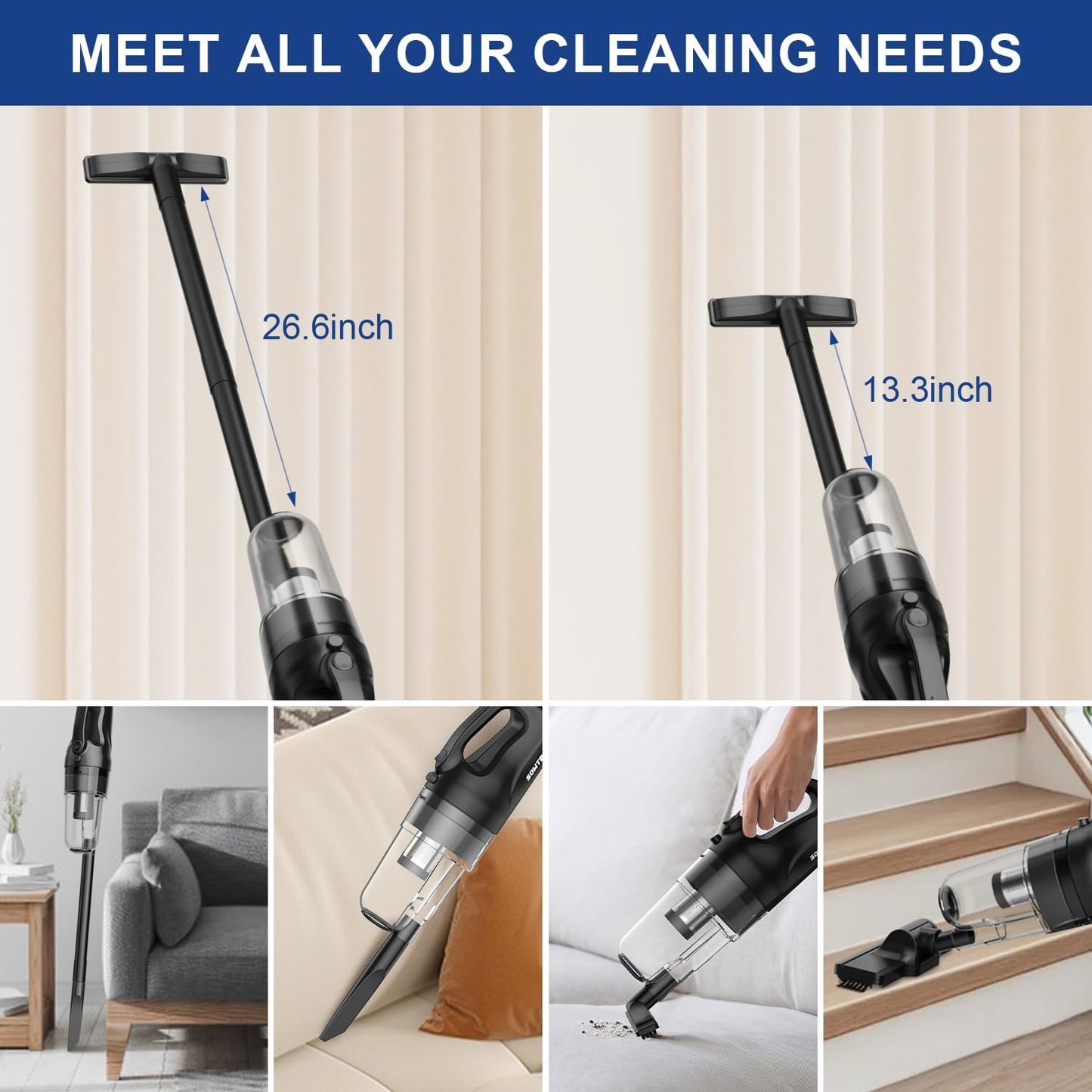 SOWTECH Corded Vacuum Cleaner - Powerful Suction Stick Vacuum for Home | 6-in-1 Lightweight & Handheld