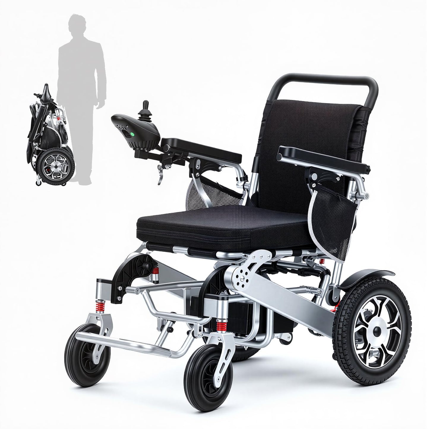 Electric Wheelchairs for Adults, 15 Miles Long Travel Range, Foldable Power Wheelchair, 500W Motors, Motorized Wheelchair for Seniors Portable