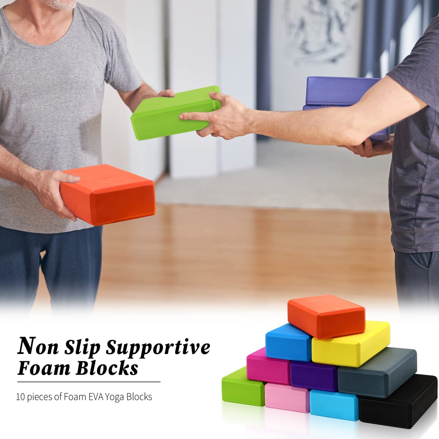 20 Pcs Foam EVA Yoga Blocks Lightweight Yoga Bricks Non Slip Supportive Foam Blocks Prop Accessories for, Pilates, Stretching and Meditation, Women Men Yogi Beginners (Multicolor)