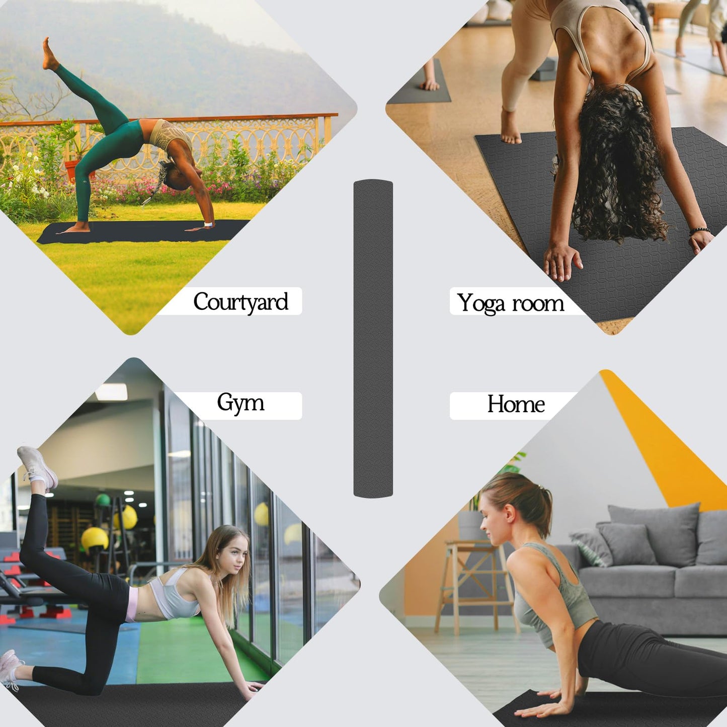 VTORY Extra Large Yoga Mat 6'x 4'x 8mm (1/3in) Thick Exercise Mat for Men and Women, Non-Slip, Durable Workout Mat for Home Workout, Yoga, Pilates, Stretching (Black)