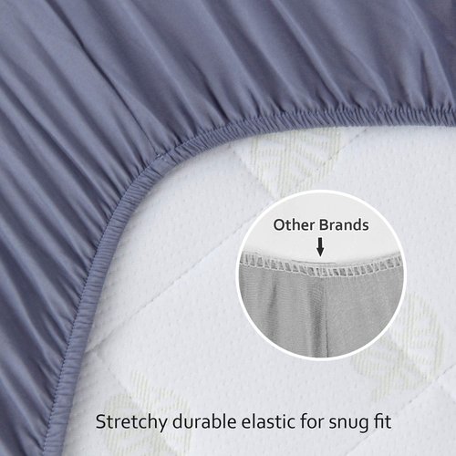 Biloban Crib Sheets - Fitted 2-Pack for Standard Crib Mattresses | Neutral Grey & Navy, 52” x 28”