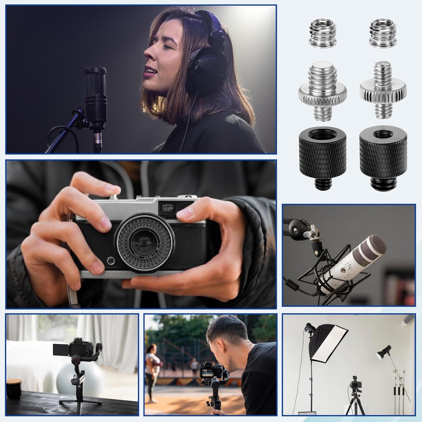 Xthrotsenk 6 1/4 3/8 3/8 1/4 Tripod Screw Adapter Pcs Aluminum Threaded Converter Male to Female and Male to Female