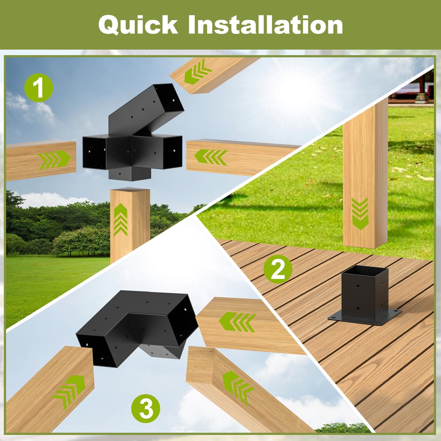 Pergola Kit, 30° Slanted Roof Bracket Set, Roof Wall Mount Extension Bracket Kit,4" x 4" (Actual: 3.5x3.5 Inch) Powder-Coated Pergola Hardware for Porch,Gazebo, Backyard(10pcs)
