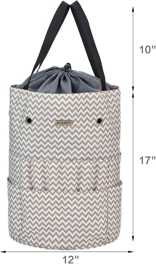 HOMEST Large Crochet Bag - Custom Front Compartment for Yarn Storage | 6 Oversized Grommets, Drawstring Closure