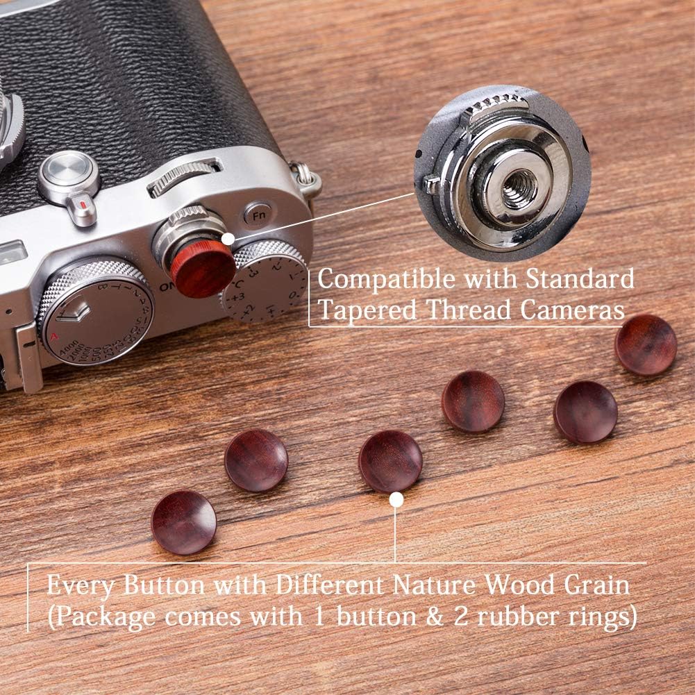12mm VKO Wood Soft Shutter Release Button,Delicate Camera Shutter Button Concave Surface Red(Wood Grain Random)