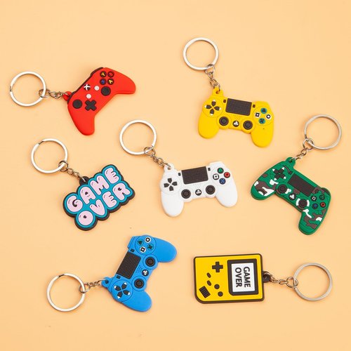 Gala Glow 20 Pack Cute Game Controller Keychains, Retro Cartoon Silicone Keyrings for Kids, Bulk Party Favors for Birthday Goodie Bags, Classroom Prizes, Student Incentives Gifts