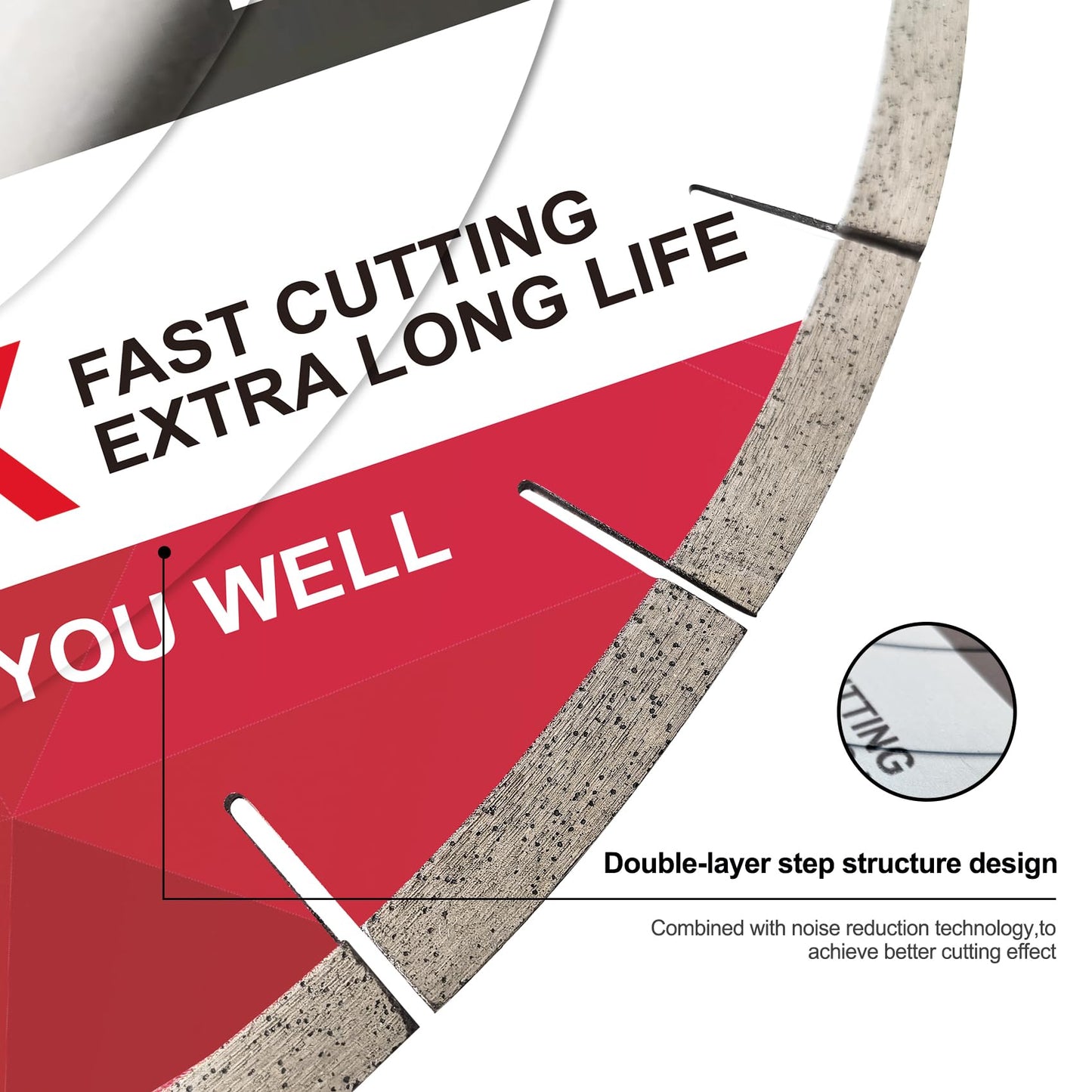 FEWELL 16inch Porcelain Bridge Saw Blade 45° Miter Cutting Double Step Silent Dekton Diamond Saw Blade 10mm Segment Wet Cutting Dekton Tile Porcelain Ceramic 400x10x60/50mm