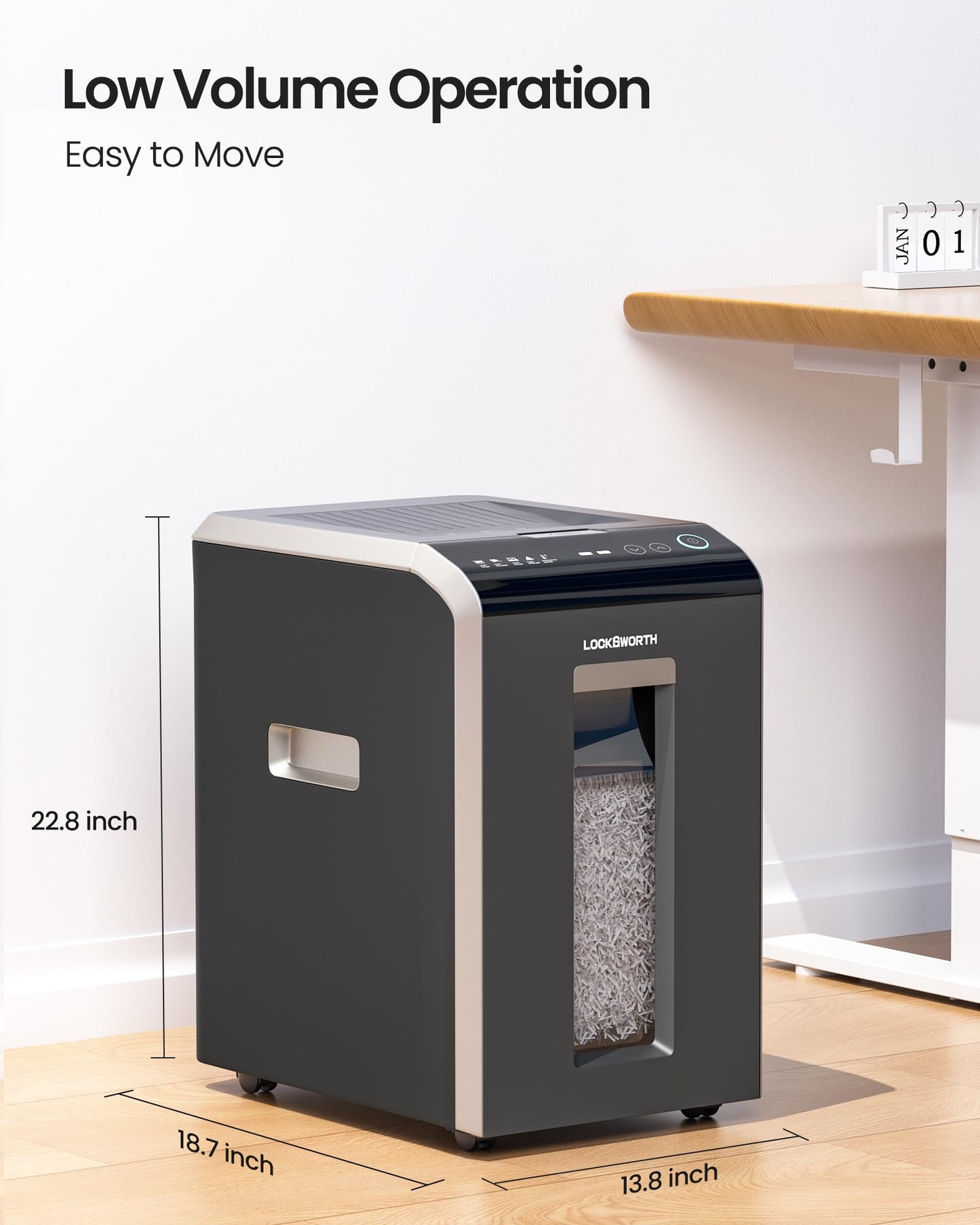 Locksworth-200-sheet Micro-Cut Paper Shredder, P-5 High Security Shredders for Home Office Heavy Duty, Document Shredder, Home Office Heavy Duty Shredder, 8.5 Gallon Capacity