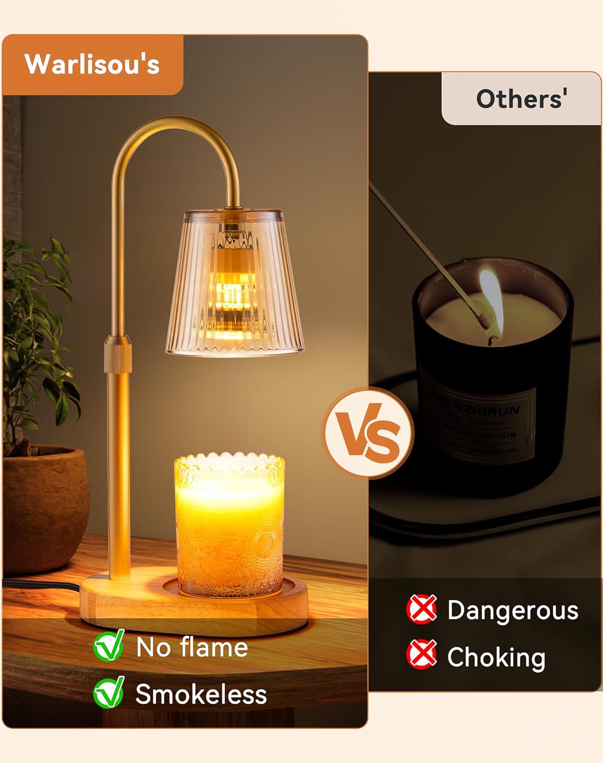 Skiennix Adjustable Candle Warmer Lamp - Dimmable Electric Wax Melter with Timer | Perfect for Small Jar Candles, Modern Home Decor