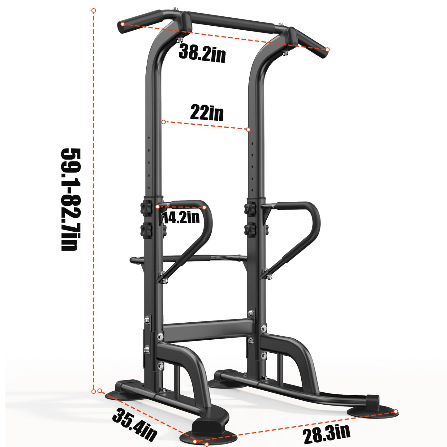 SogesHome Power Tower 11 Height Adjustable Pull Up Bar and Dip Station Multi-Function Strength Training Fitness Equipment for Home Office Gym